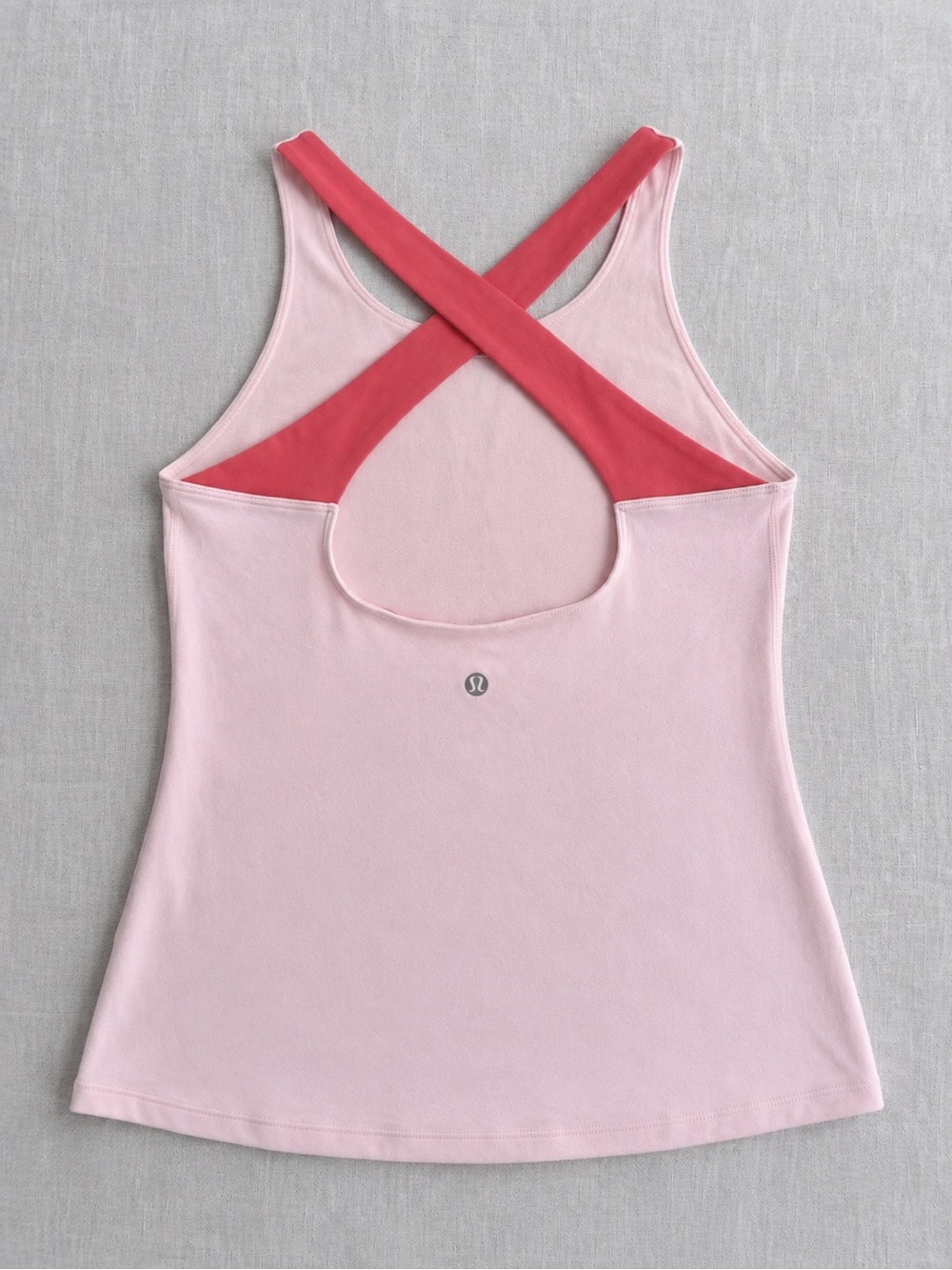 🍋4/75$ Lululemon Pink Tank with Coral Cross-Back Straps Size US 10